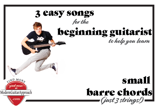 Learn "Hey Jealousy" by the Gin Blossoms, "Island in the Sun" by Weezer, and "Heaven" by Kane Brown to help you learn how to play 3 string Barre Chords.  A three string barre chord is a chord where you only need to barre 3 strings with your first finger.   The easy songs in this lesson use mostly beginner open chords along with 3 string barre chords. #learnguitar #guitarlessons Modern Guitar Approach