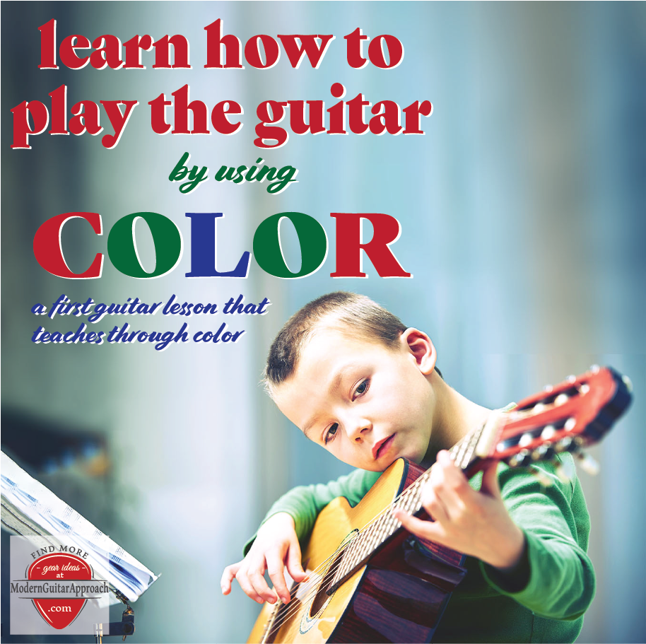 FIRST GUITAR LESSON!  Learning how to play the guitar by color is an effective way to teach ANY beginner guitar student, regardless of age. If you have never played the guitar before, this lesson is for you!  In this lesson, you will learn your finger numbers, fret numbers & string numbers.  You will also learn how to play the first three strings and learn several different songs!  #learnguitar #guitarlessons Modern Guitar Approach