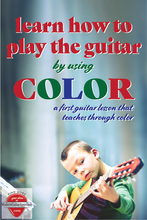 FIRST GUITAR LESSON!  Learning how to play the guitar by color is an effective way to teach ANY beginner guitar student, regardless of age. If you have never played the guitar before, this lesson is for you!  In this lesson, you will learn your finger numbers, fret numbers & string numbers.  You will also learn how to play the first three strings and learn several different songs!  #learnguitar #guitarlessons Modern Guitar Approach