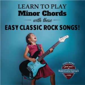 “Easy Guitar Songs With Minor Chords”.  Learn to play Am and Em Guitar Chords by learning songs like Knockin' on Heaven’s Door, Yellow Submarine, Brown Eyed Girl and Stay Stay Stay.  ModernGuitarApproach.com is devoted to help others learn to play the guitar.  The guitar lessons found here are full of guitar songs, guitar tabs, and step by step guitar tutorials.  You will find many beginner guitar songs and easy guitar chords to help beginners learn to play guitar.  