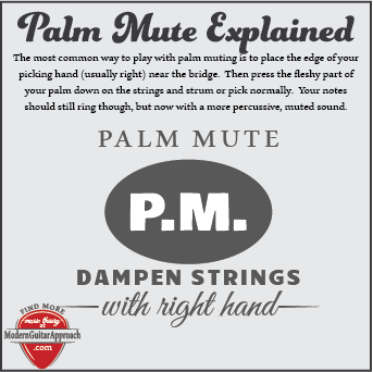 The most common way to play with palm muting is to place the edge of your picking hand (usually right) near the bridge.  Then press the fleshy part of your palm down on the strings and strum normally.  Your notes should still right through, but now with a more percussive, muted sound.